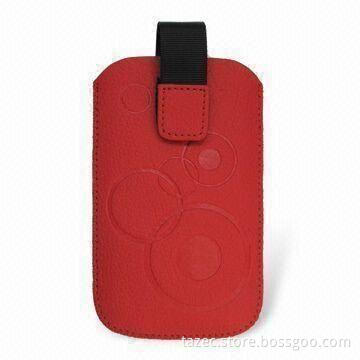 Pouch for iPhone and Other Mobile Phones, Made of PU Material